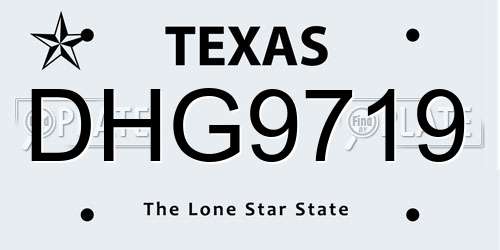 DHG9719 Texas License Plate