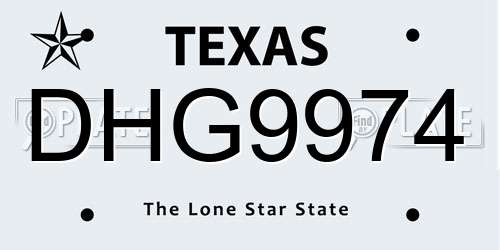 DHG9974 Texas License Plate