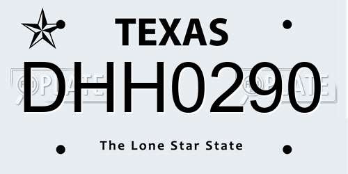 DHH0290 Texas License Plate