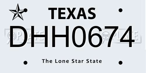 DHH0674 Texas License Plate