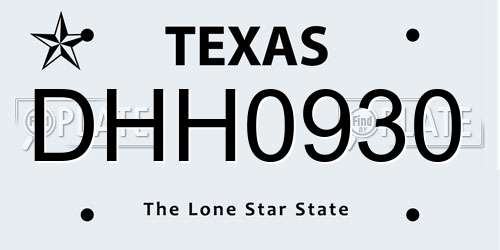 DHH0930 Texas License Plate