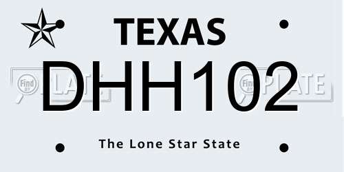 DHH102 Texas License Plate