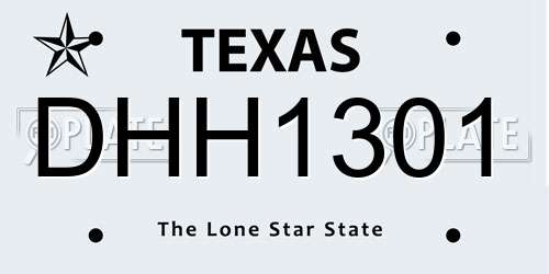 DHH1301 Texas License Plate