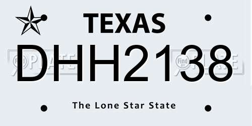 DHH2138 Texas License Plate