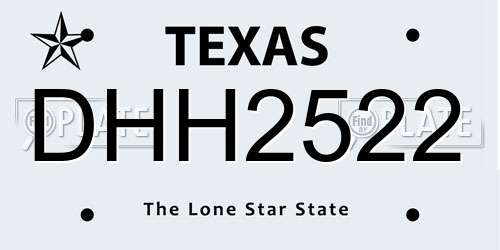 DHH2522 Texas License Plate