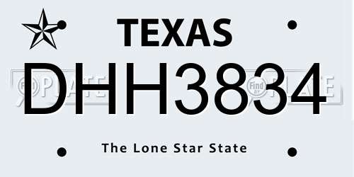 DHH3834 Texas License Plate