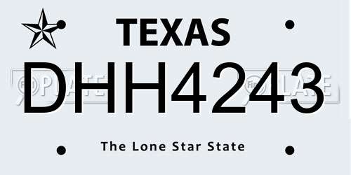 DHH4243 Texas License Plate