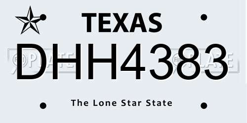 DHH4383 Texas License Plate