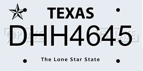 DHH4645 Texas License Plate