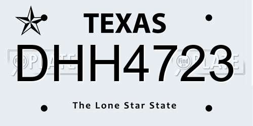 DHH4723 Texas License Plate