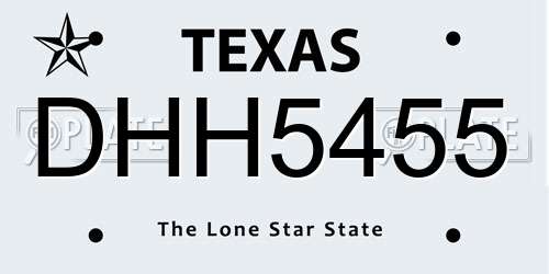 DHH5455 Texas License Plate