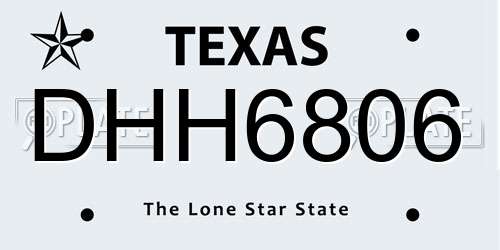 DHH6806 Texas License Plate