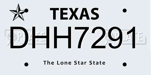 DHH7291 Texas License Plate