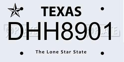 DHH8901 Texas License Plate