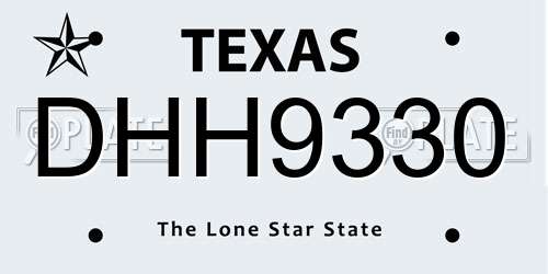 DHH9330 Texas License Plate
