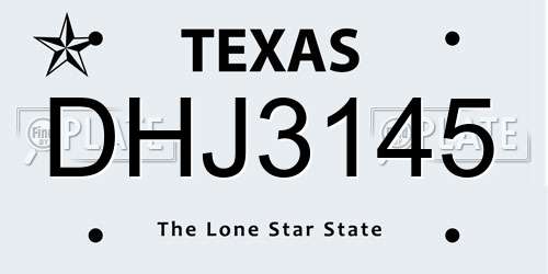 DHJ3145 Texas License Plate