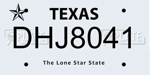 DHJ8041 Texas License Plate