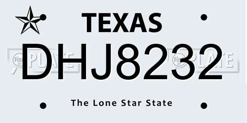 DHJ8232 Texas License Plate