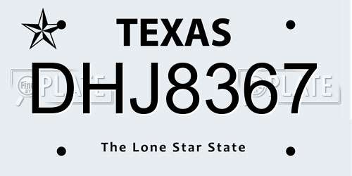 DHJ8367 Texas License Plate