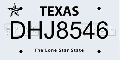 DHJ8546 Texas License Plate