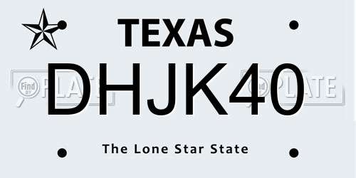 DHJK40 Texas License Plate