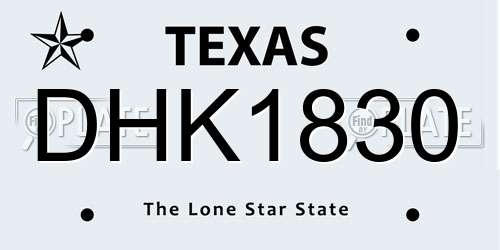 DHK1830 Texas License Plate