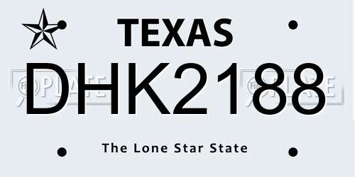 DHK2188 Texas License Plate