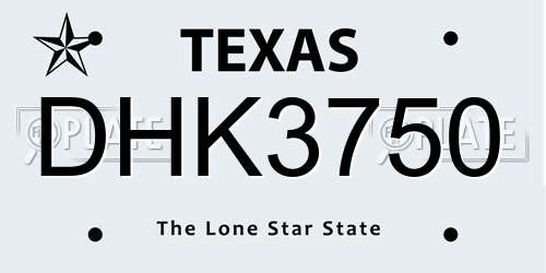 DHK3750 Texas License Plate