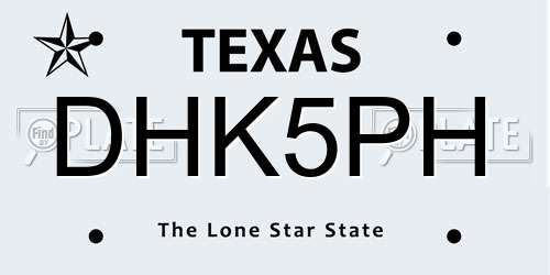 DHK5PH Texas License Plate