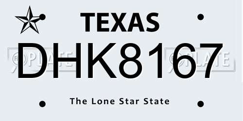 DHK8167 Texas License Plate