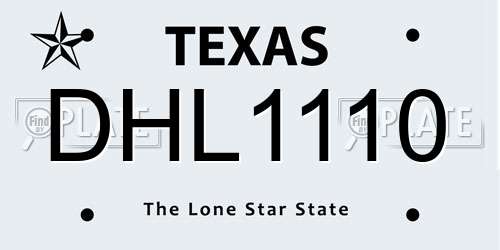 DHL1110 Texas License Plate