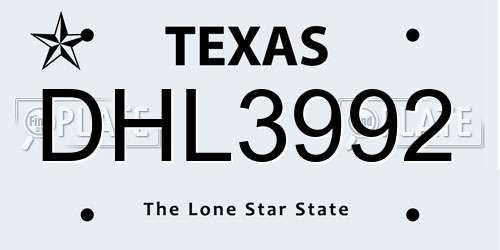 DHL3992 Texas License Plate