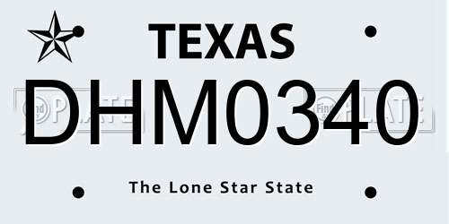 DHM0340 Texas License Plate