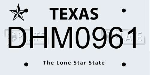 DHM0961 Texas License Plate