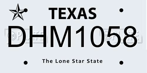 DHM1058 Texas License Plate
