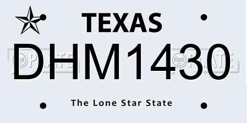 DHM1430 Texas License Plate