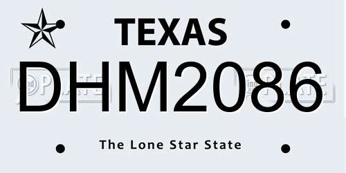 DHM2086 Texas License Plate