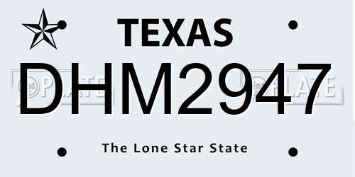 DHM2947 Texas License Plate