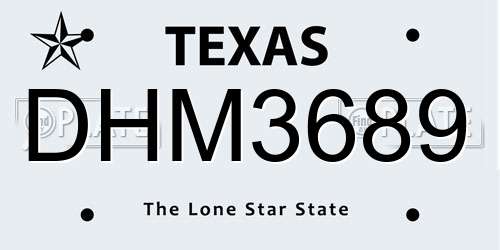 DHM3689 Texas License Plate