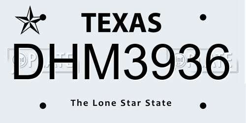 DHM3936 Texas License Plate