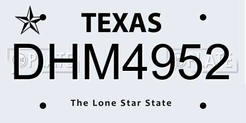 DHM4952 Texas License Plate