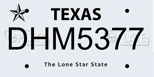 DHM5377 Texas License Plate