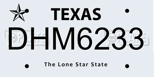 DHM6233 Texas License Plate