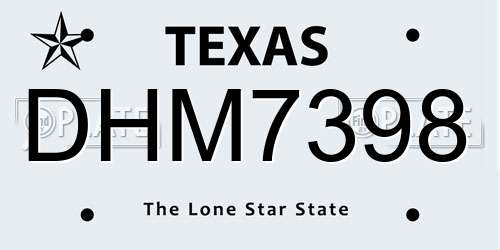 DHM7398 Texas License Plate