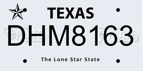 DHM8163 Texas License Plate