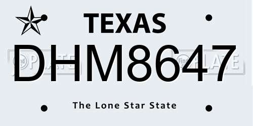 DHM8647 Texas License Plate