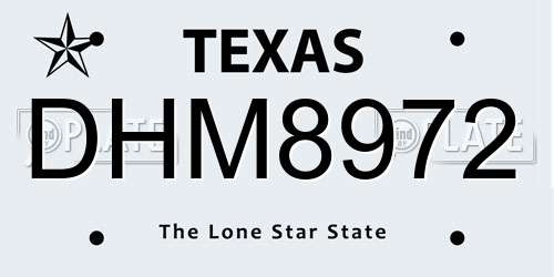 DHM8972 Texas License Plate