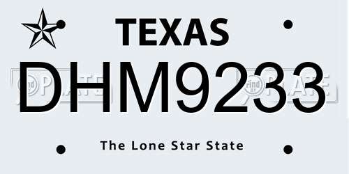 DHM9233 Texas License Plate