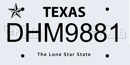 DHM9881 Texas License Plate
