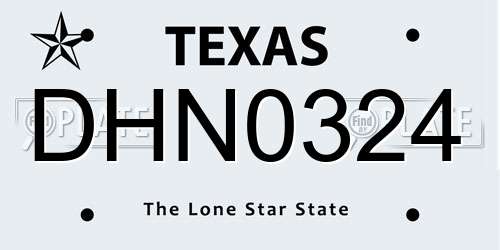 DHN0324 Texas License Plate